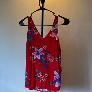 Old Navy red floral print sleeveless top M